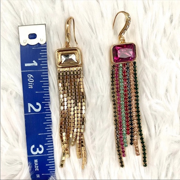 🍓 Colorful Rhinestone Waterfall Earrings - Picture 5 of 5